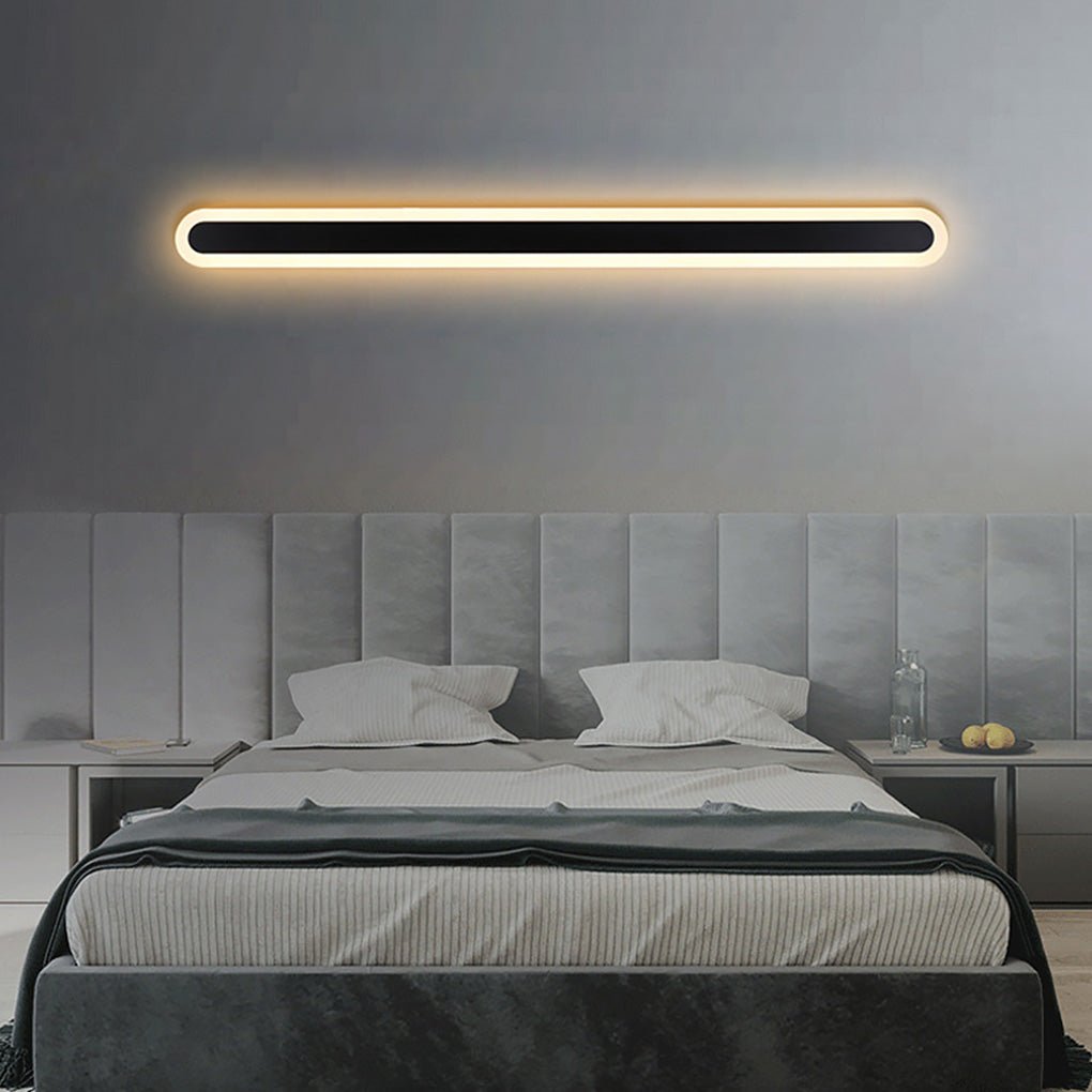 Modern Linear LED Wall Sconce Black Iron Acrylic Minimalist Light