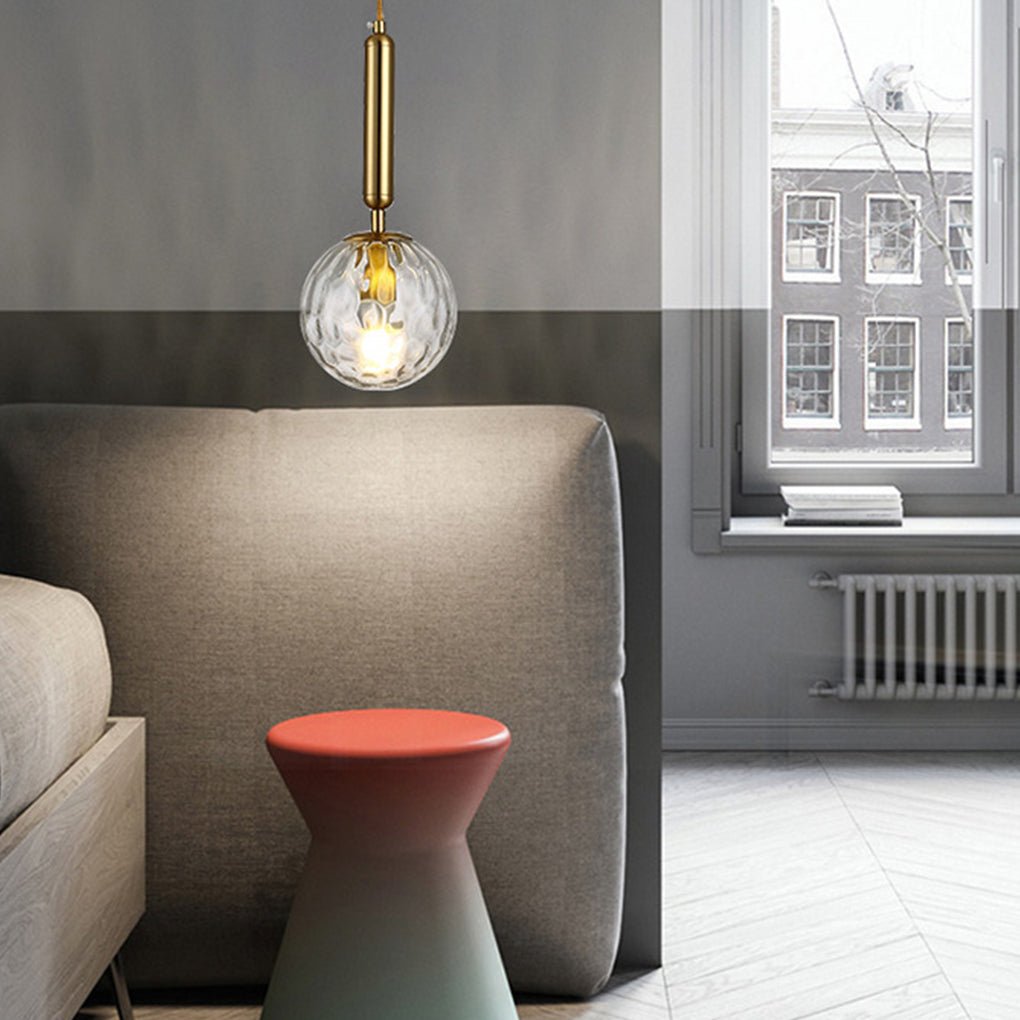 Minimalist Water Pattern Glass Pendant Light for Bedroom & Dining