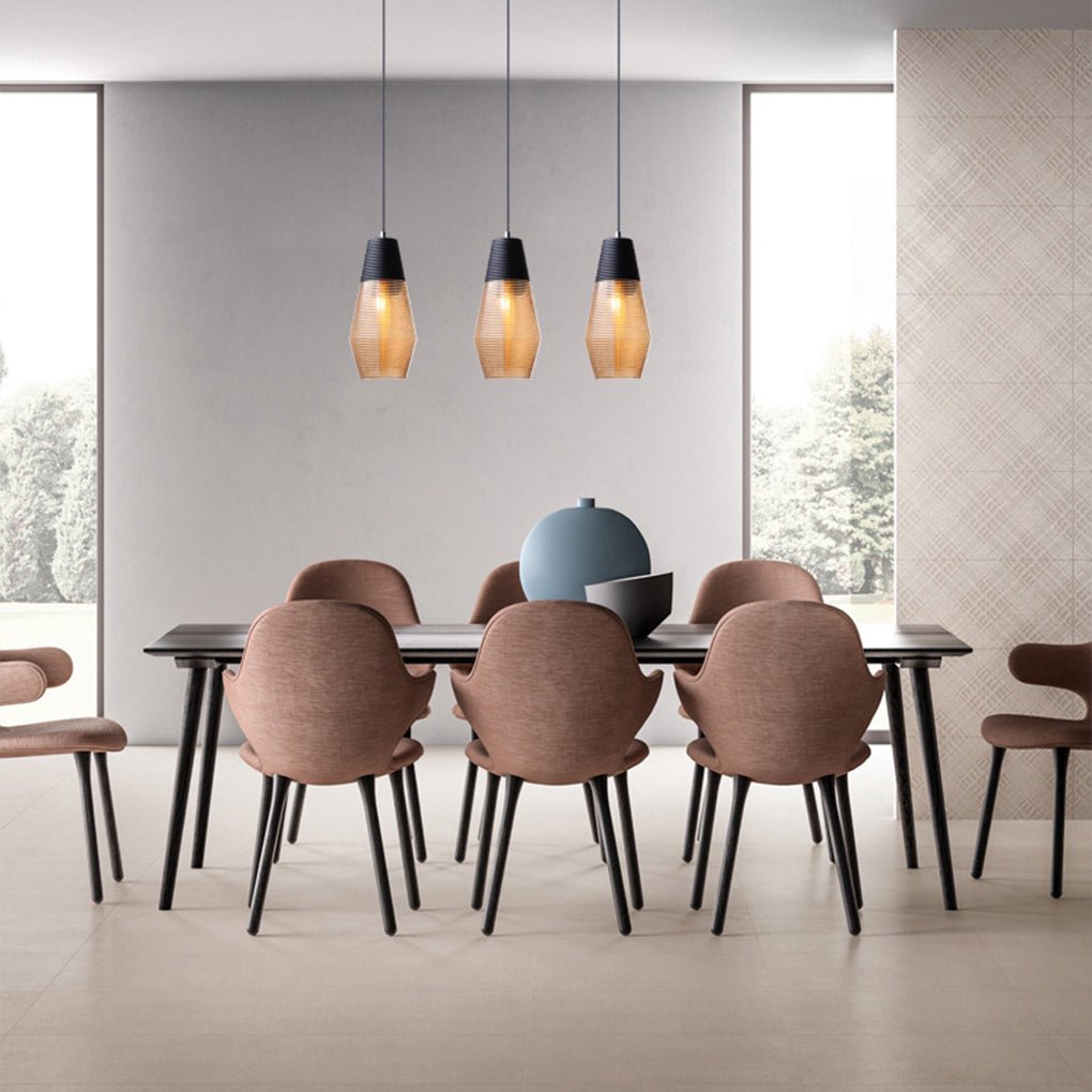 Minimalist Spiral Glass Pendant Light with Brown Shade