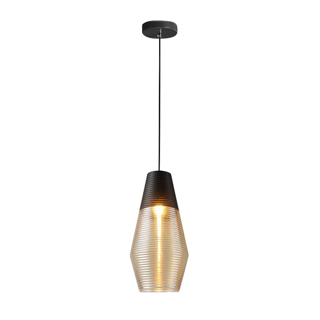 Minimalist Spiral Glass Pendant Light with Brown Shade