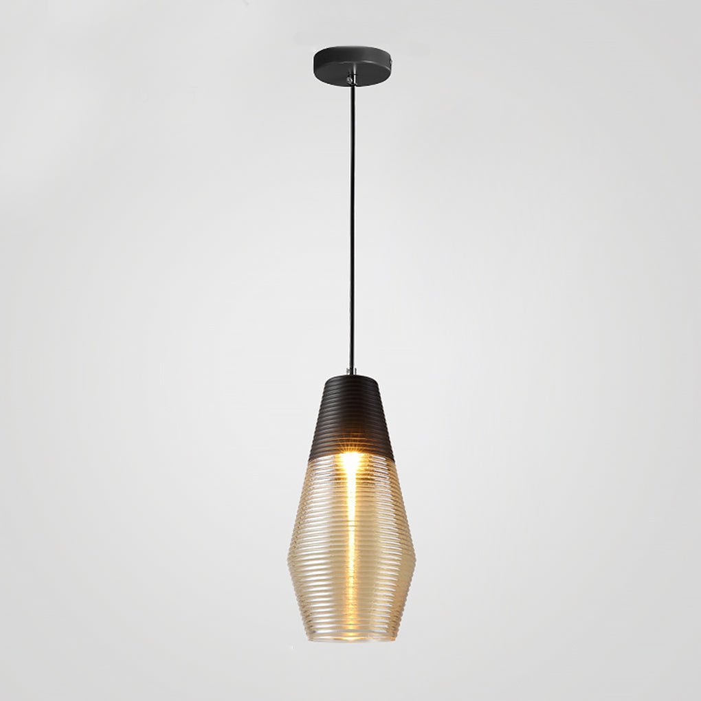 Minimalist Spiral Glass Pendant Light with Brown Shade