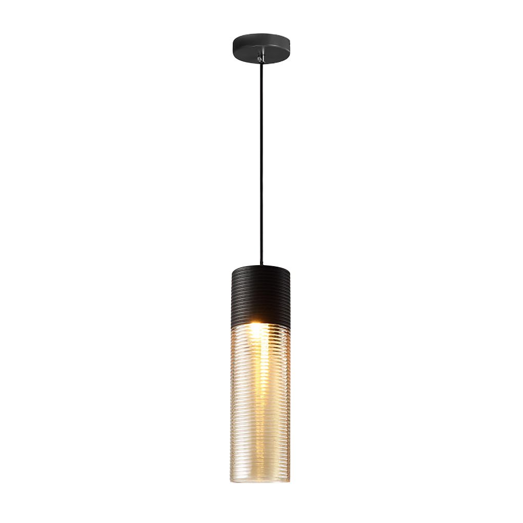 Minimalist Spiral Glass Pendant Light with Brown Shade