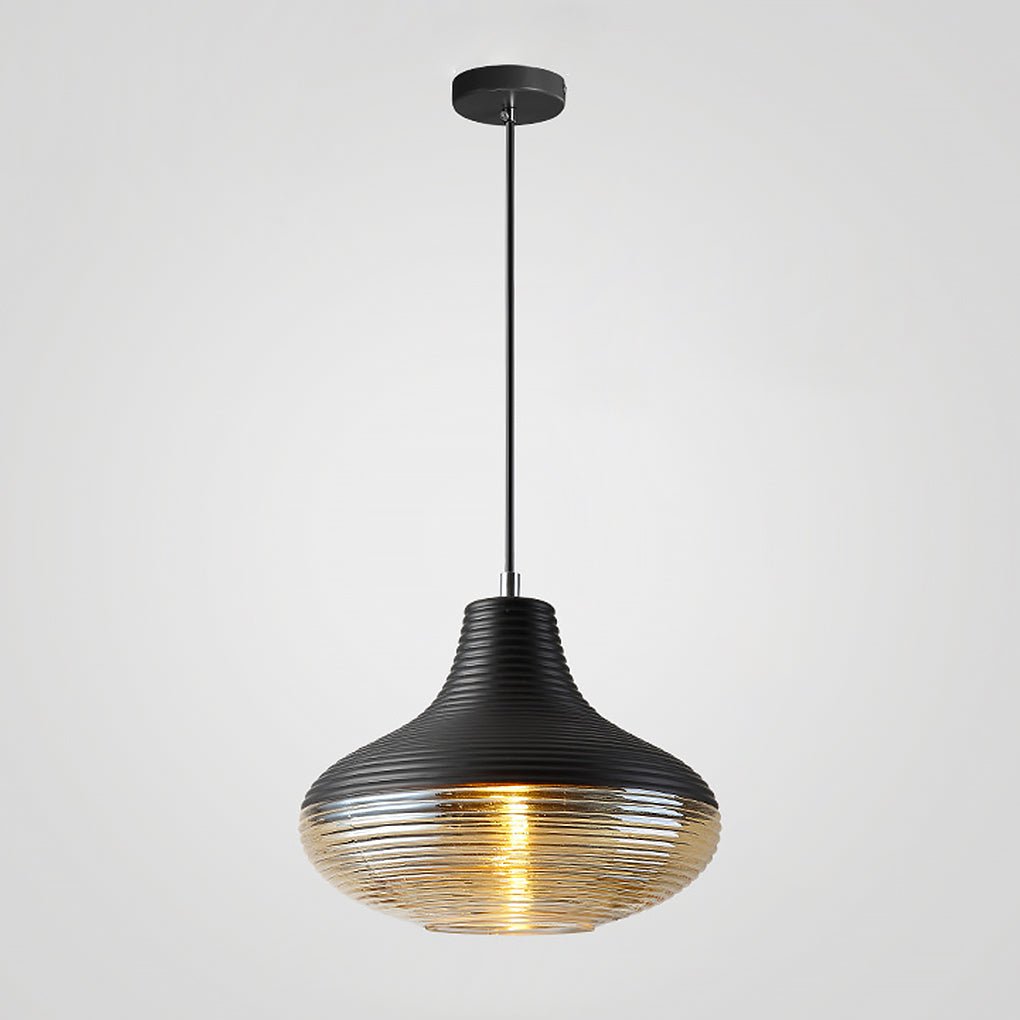 Minimalist Spiral Glass Pendant Light with Brown Shade