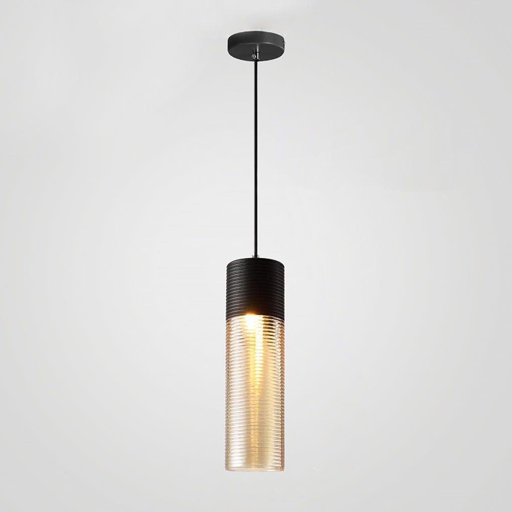 Minimalist Spiral Glass Pendant Light with Brown Shade