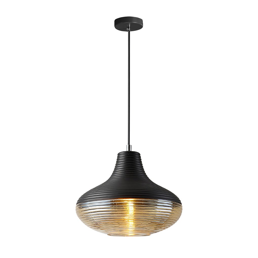 Minimalist Spiral Glass Pendant Light with Brown Shade