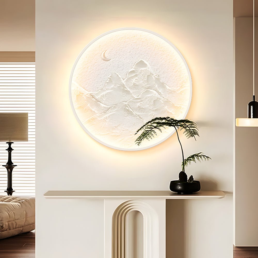 Moon Mountain Wall Sconce - Round Decorative LED Painting Lamp
