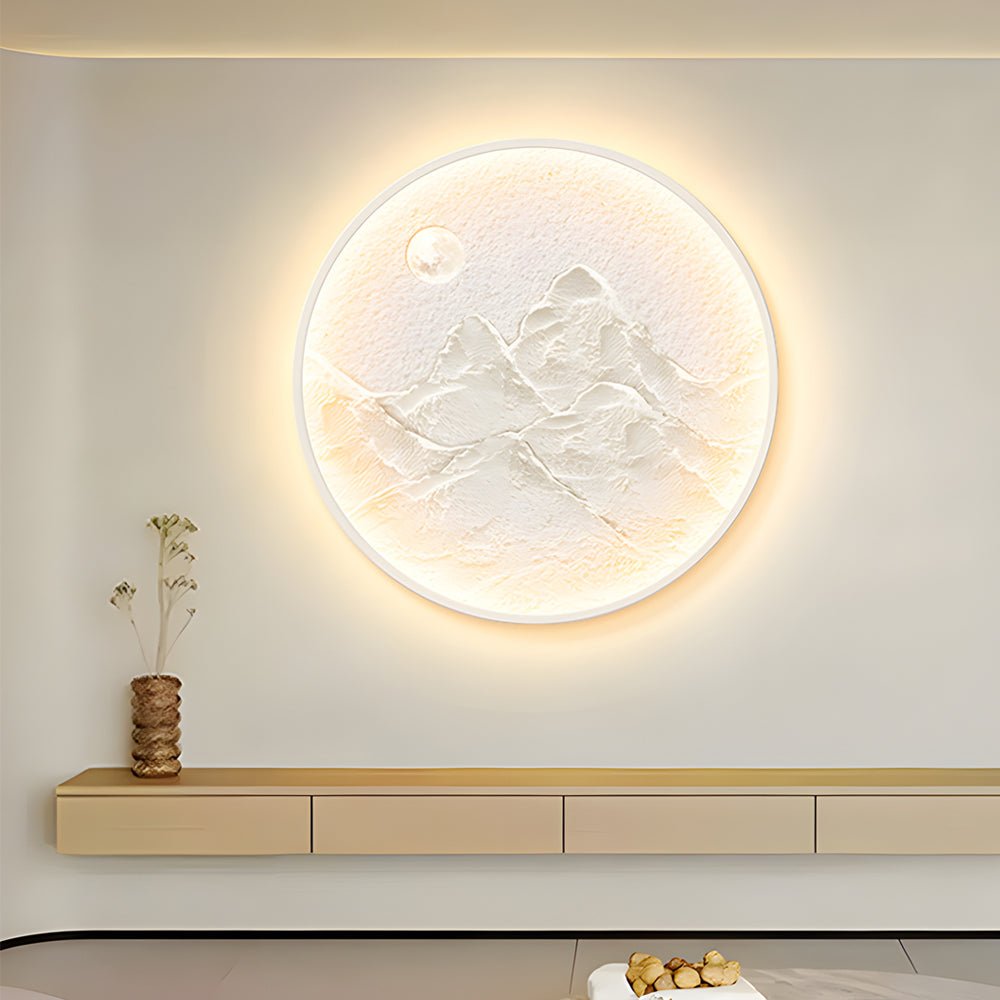 Moon Mountain Wall Sconce - Round Decorative LED Painting Lamp