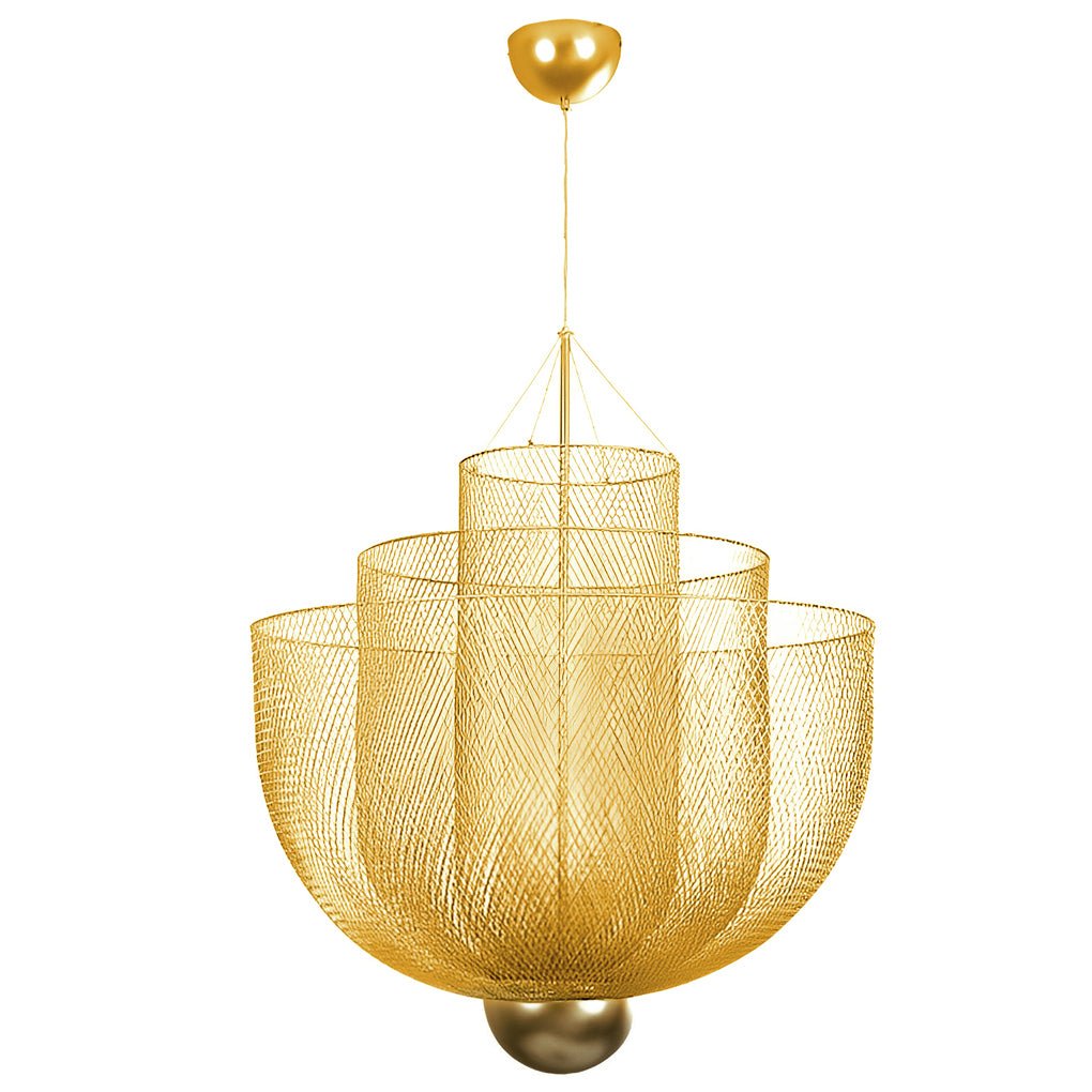Modern Grid Metal Pendant Light Silver Industrial Chandelier