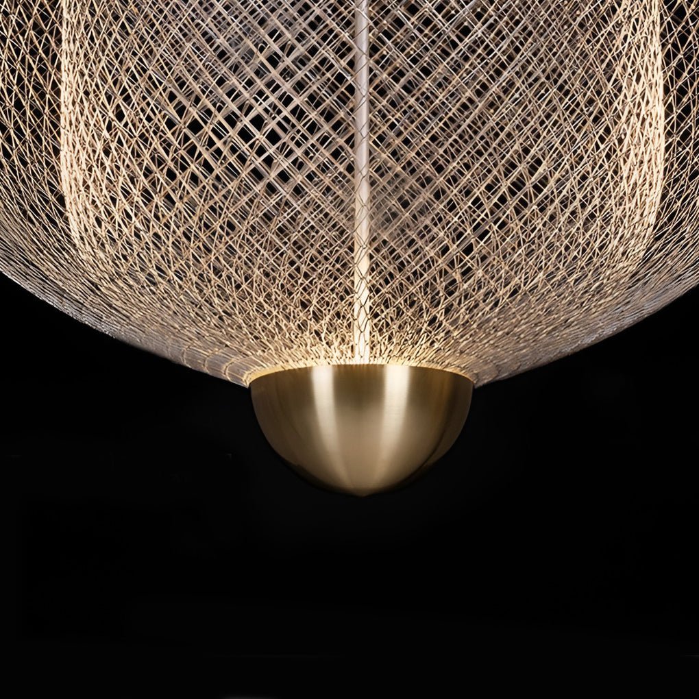 Modern Grid Metal Pendant Light Silver Industrial Chandelier