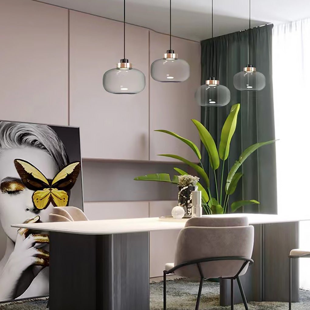 Modern Glass Pendant Light – Warm LED Minimalist Hanging Lamp