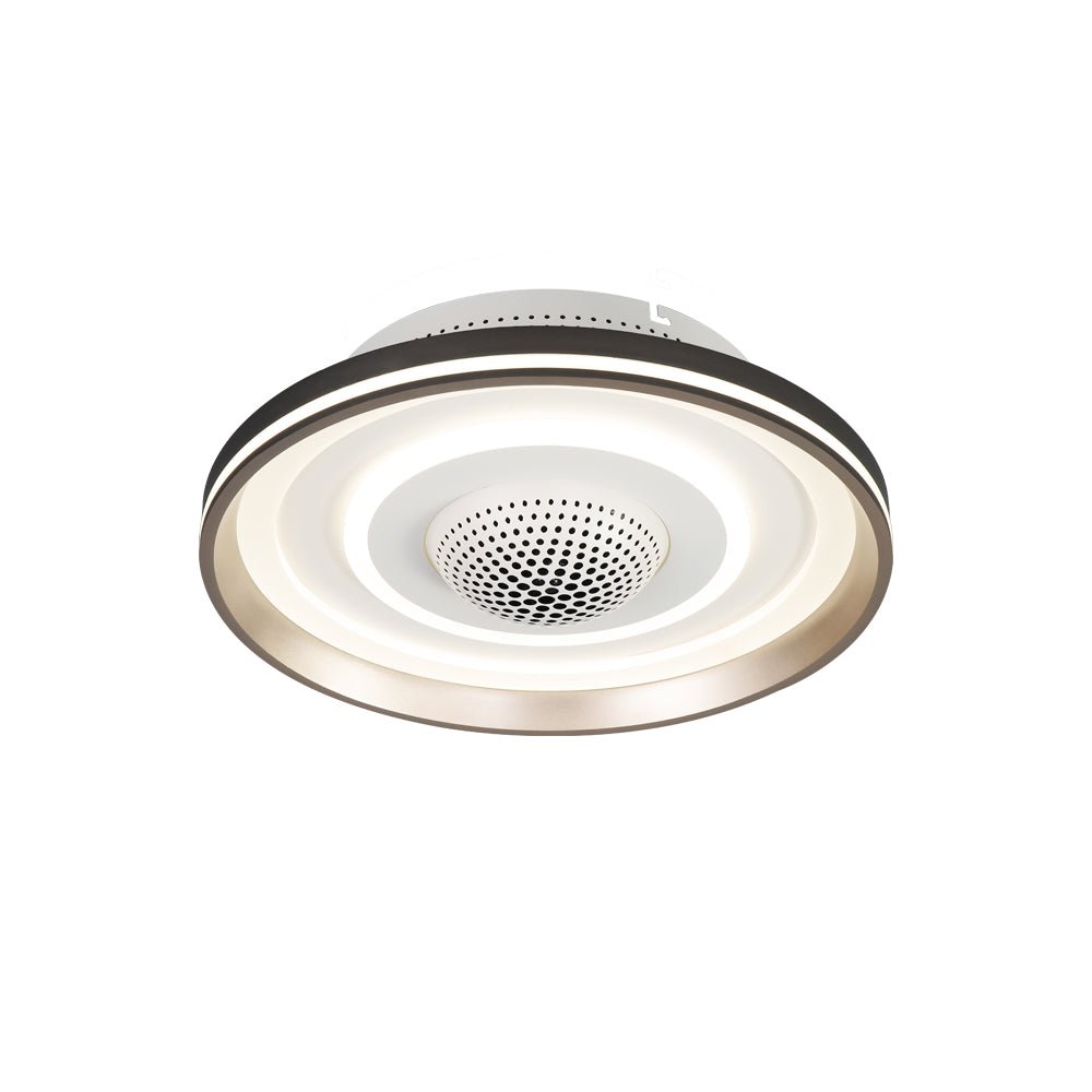 Modern Bladeless Flush Mount Ceiling Fan with LED Light & Remote