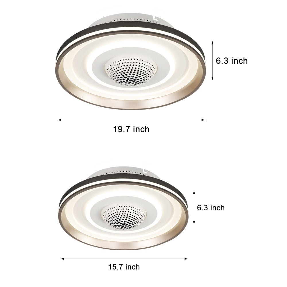 Modern Bladeless Flush Mount Ceiling Fan with LED Light & Remote