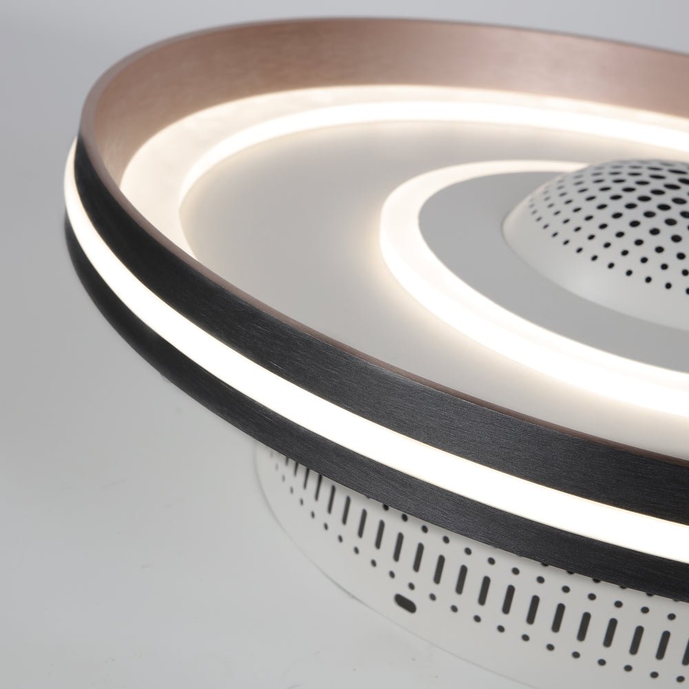 Modern Bladeless Flush Mount Ceiling Fan with LED Light & Remote