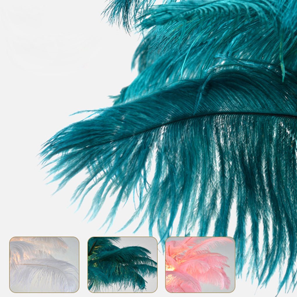 30" Ostrich Feather Floor Lamp Modern Glamorous Accent Lighting