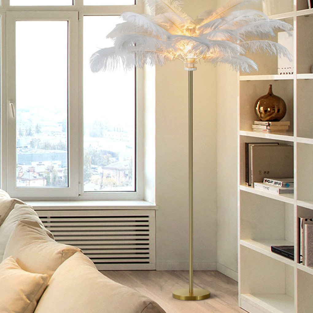 30" Ostrich Feather Floor Lamp Modern Glamorous Accent Lighting