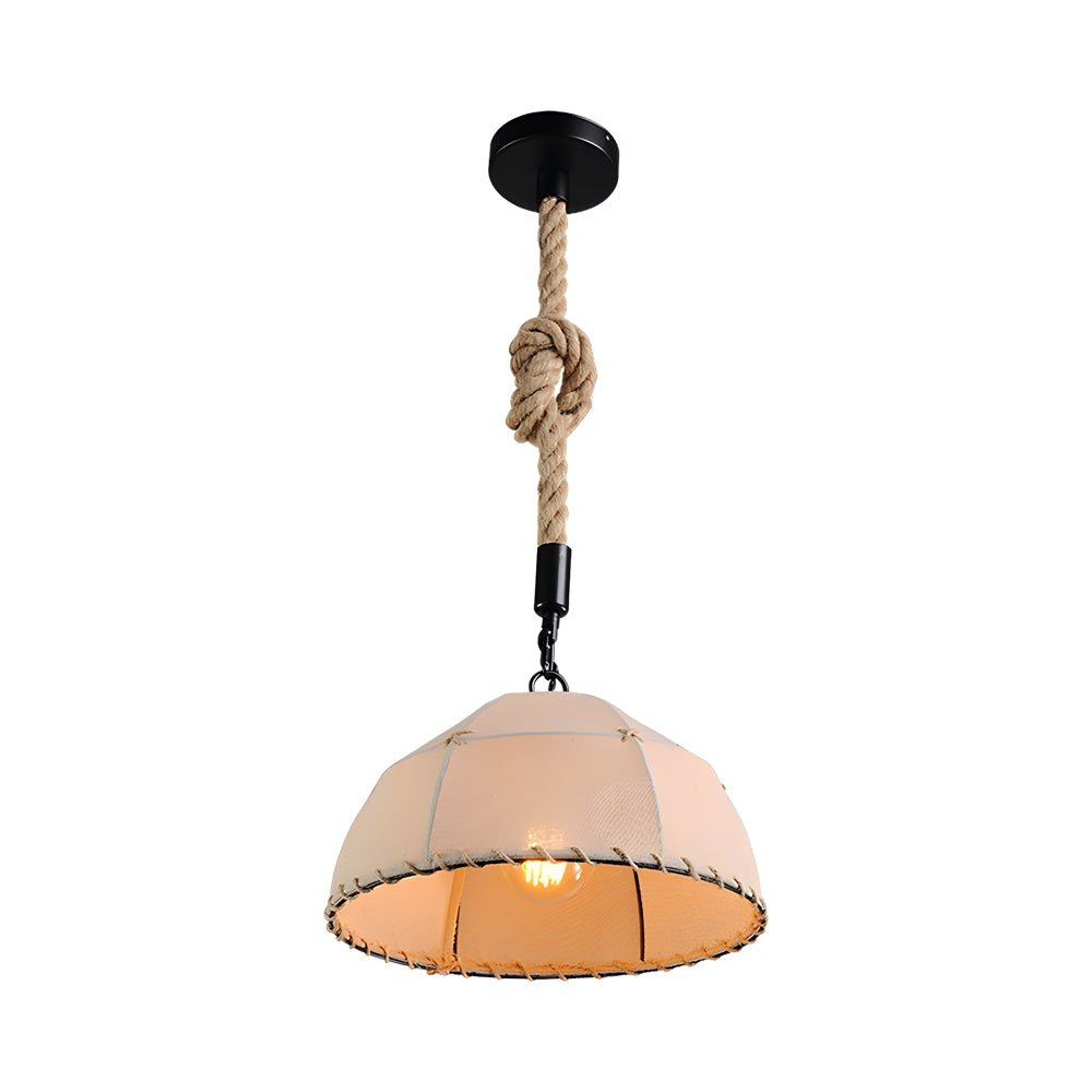 Rustic Linen Pendant Light with Hemp Rope Detail