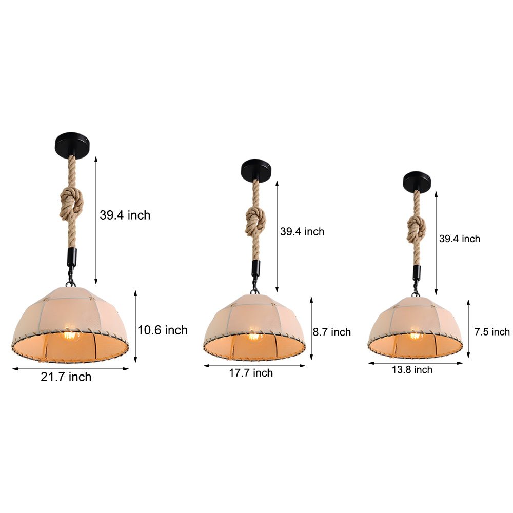 Rustic Linen Pendant Light with Hemp Rope Detail