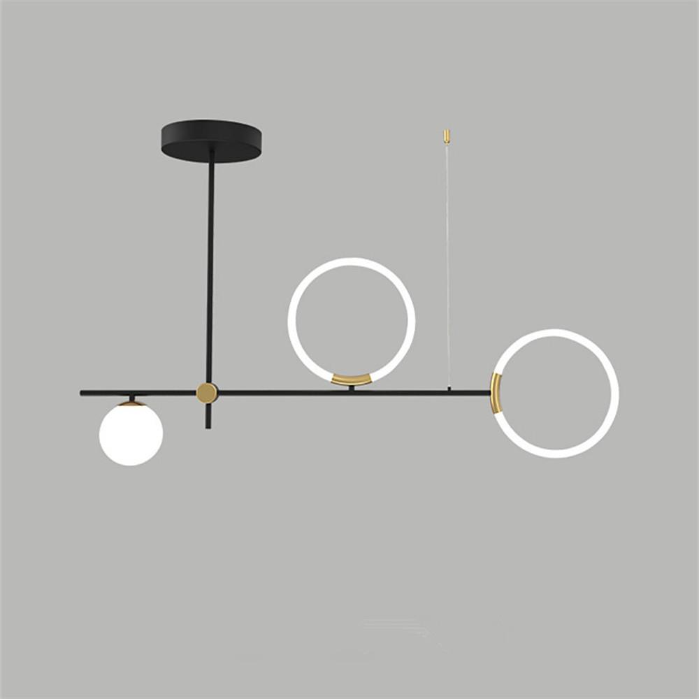 Modern LED Chandelier with Circular Glass Shades in Black