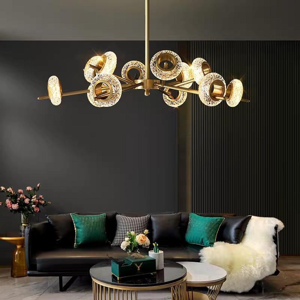 Modern Crystal Sputnik LED Chandelier Gold Electroplated Finish