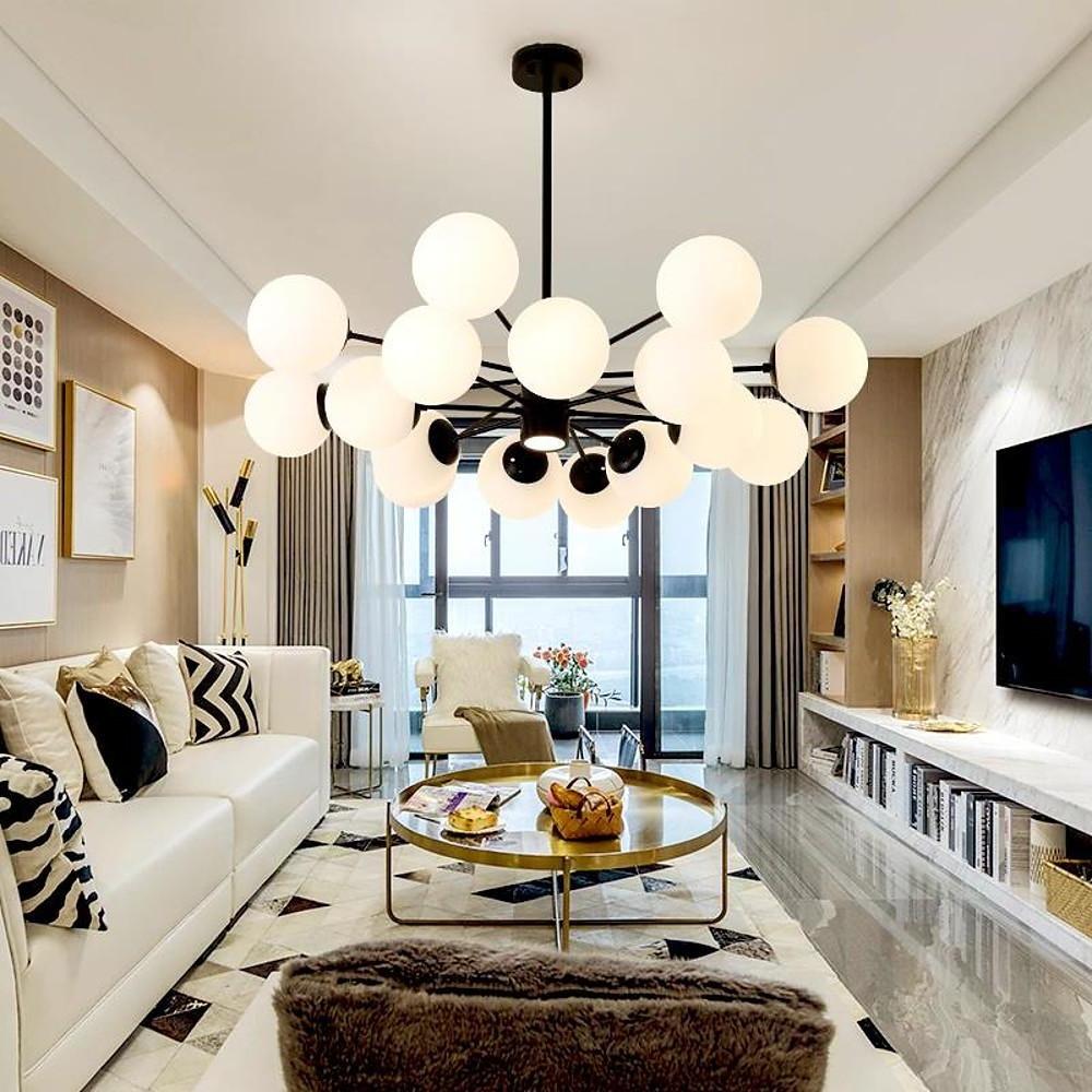 Nordic Glass Globe Chandelier Multi-Light Pendant Cluster