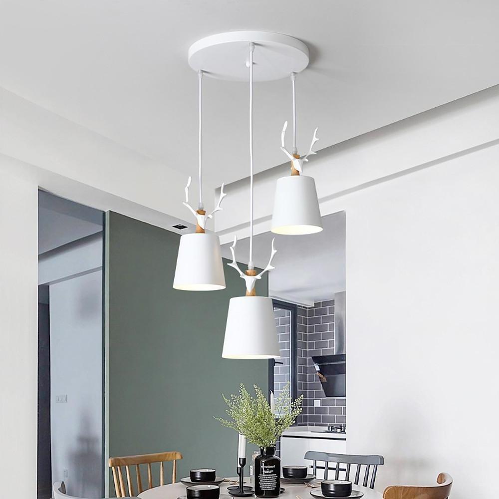 3-Light Antler Design Chandelier Pendant Light - Modern Farmhouse