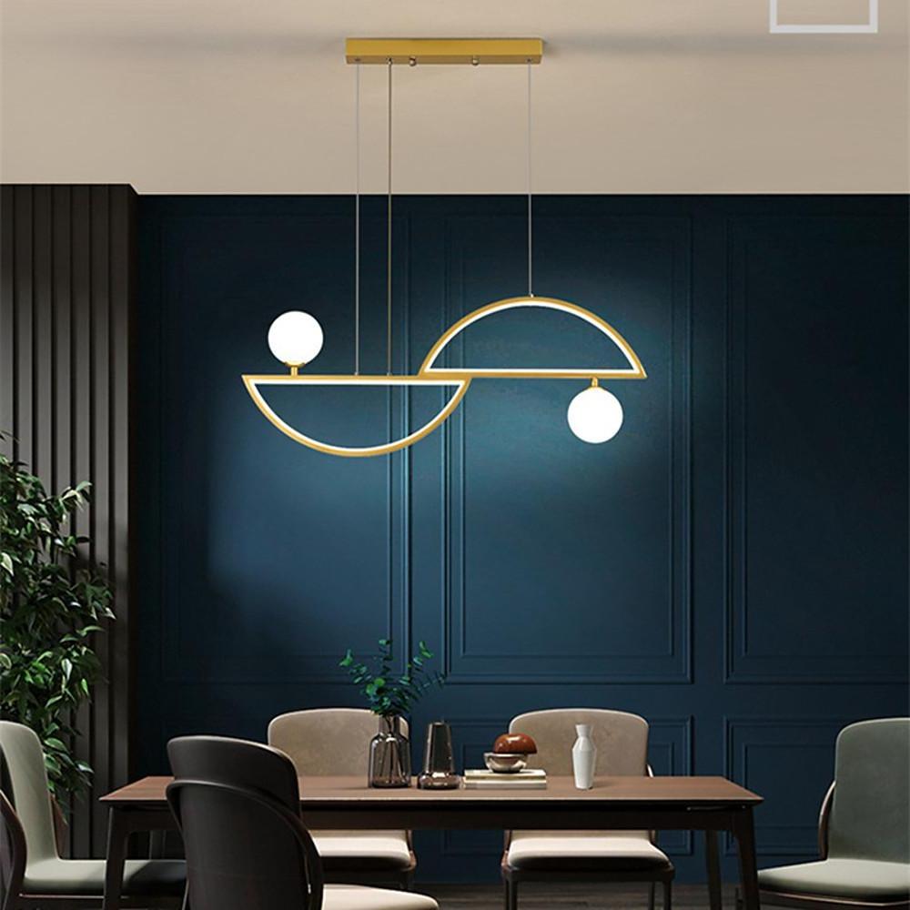 Modern Double Globe Glass Pendant Light - Dimmable LED (Black/Gold)