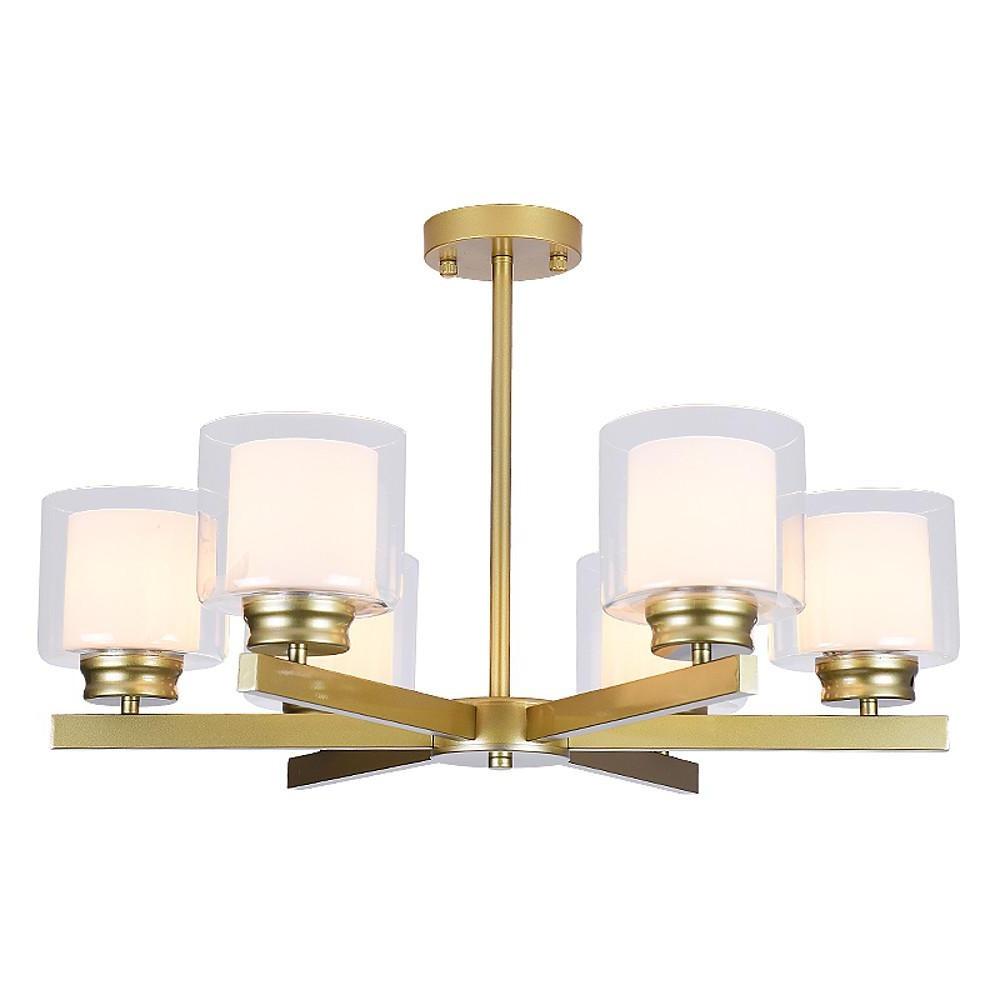 6-Light Glass Candlestick Modern Chandelier with Metal Frame