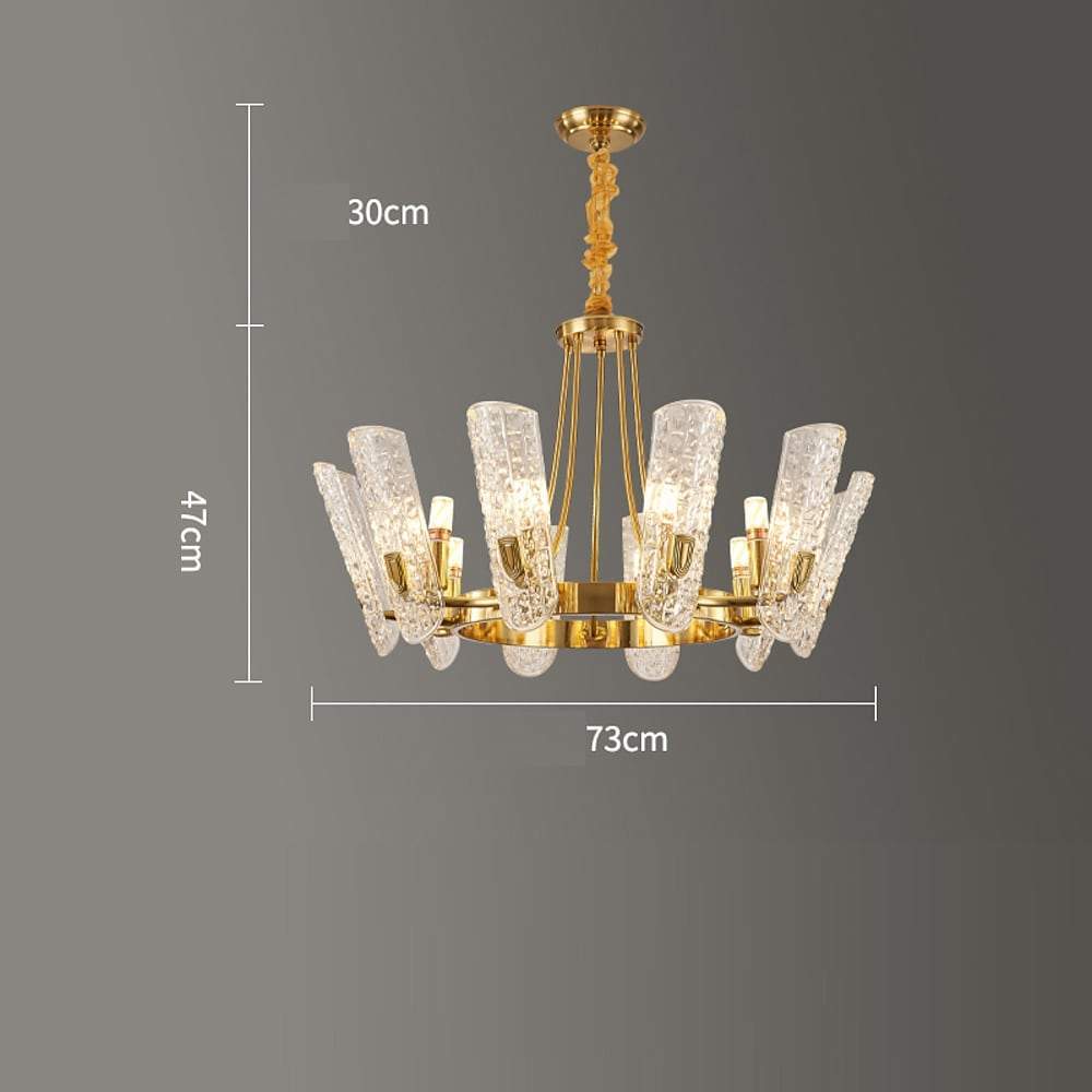 Modern Gold Metal Glass Chandelier – 8 to 16 Light Options