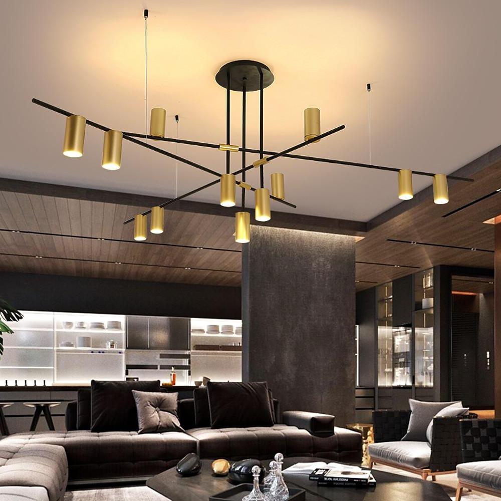 Sputnik Chandelier 12-Light Gold Metal Geometric Pendant Light