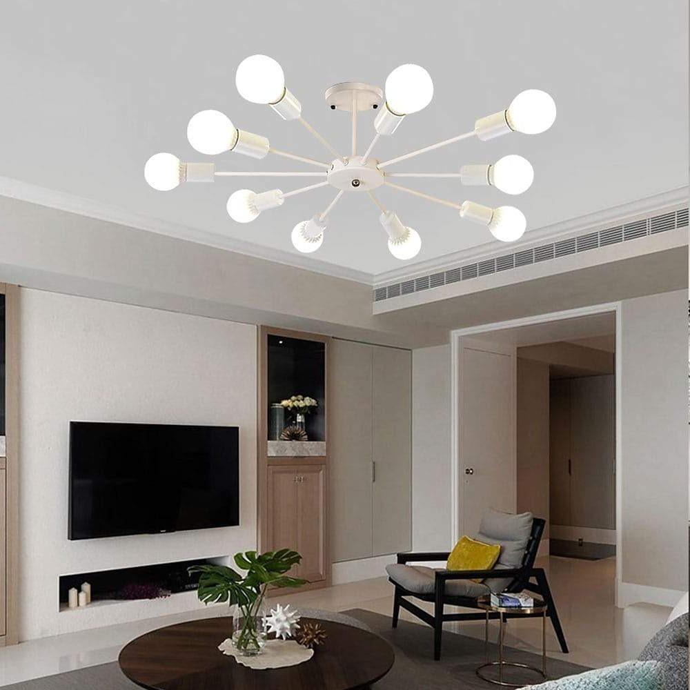 Industrial Sputnik Chandelier with 10 Lights - Modern Metal Fixture