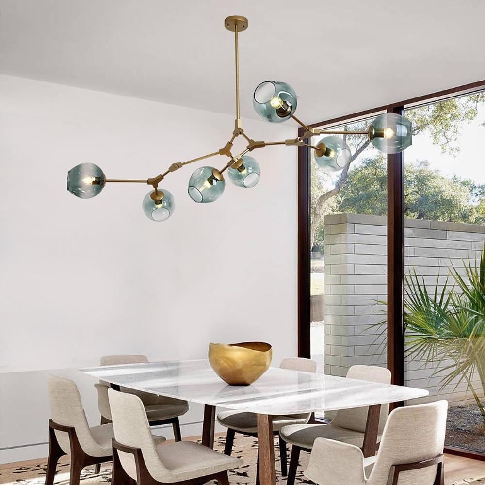 Sputnik Industrial Glass Chandelier with Customizable Shades