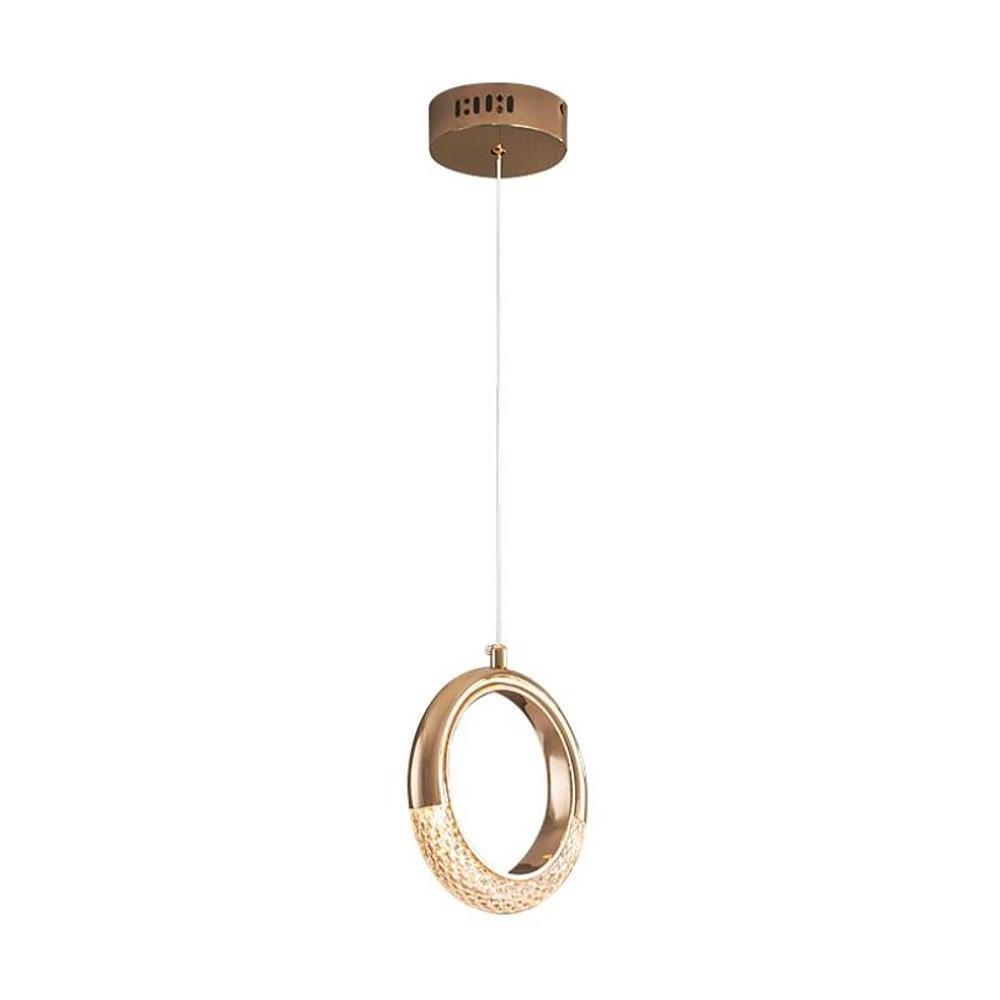 Modern Ring Pendant Light LED Electroplated Metal Hanging Lamp
