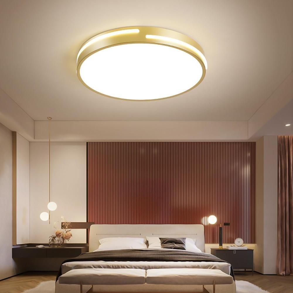 Minimalist Round Dimmable LED Flush Mount Ceiling Light - Gold