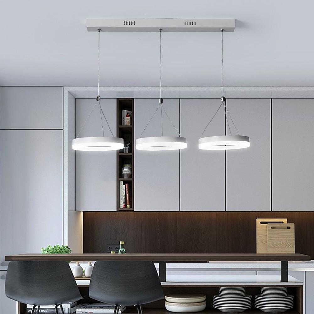 Modern 3-Ring Dimmable LED Chandelier with Adjustable Chains