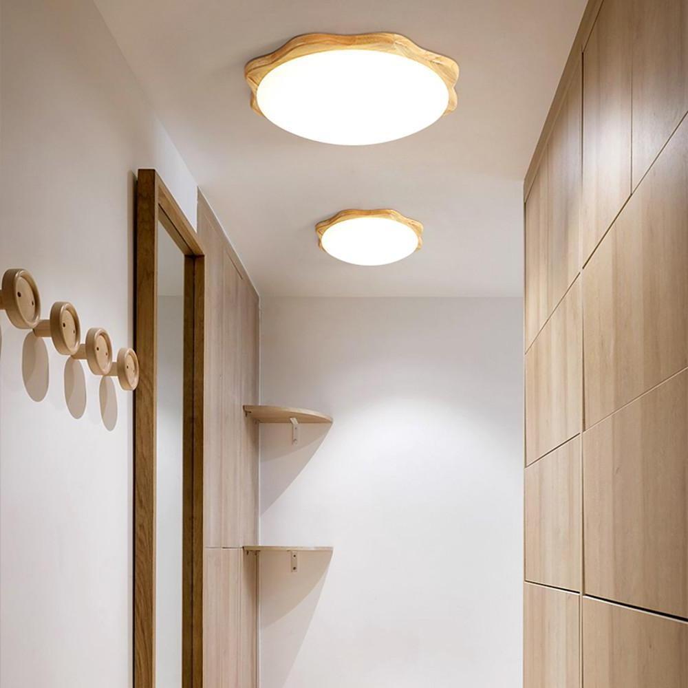 Minimalist Wood Flush Mount LED Ceiling Light - Nordic Style
