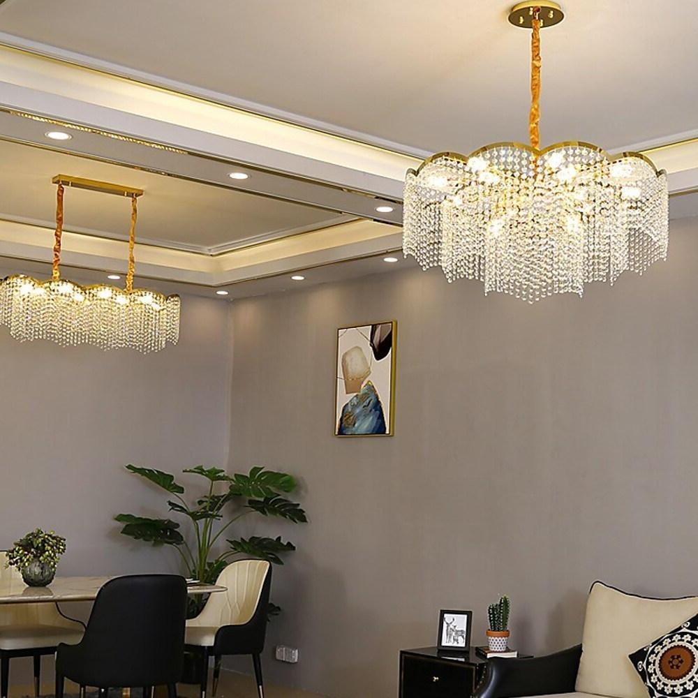 Crystal Lantern Chandelier Modern Electroplated Stainless Steel LED