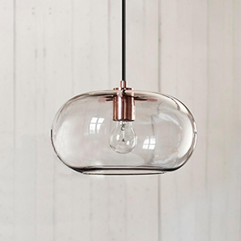 Elongated Globe Glass Pendant Light Nordic Style Hanging Lamp