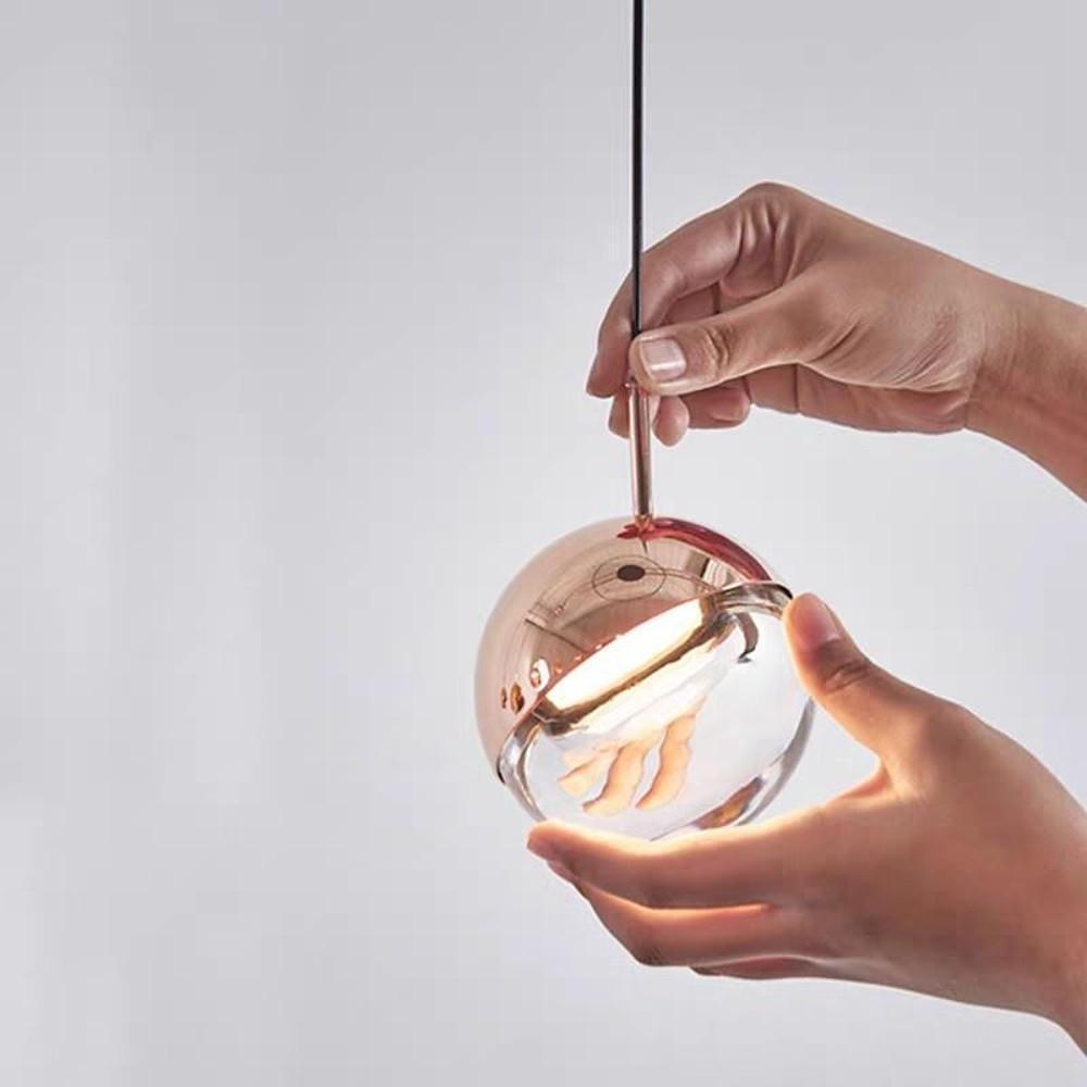 Adjustable Crystal Globe LED Pendant Light - Electroplated Metal