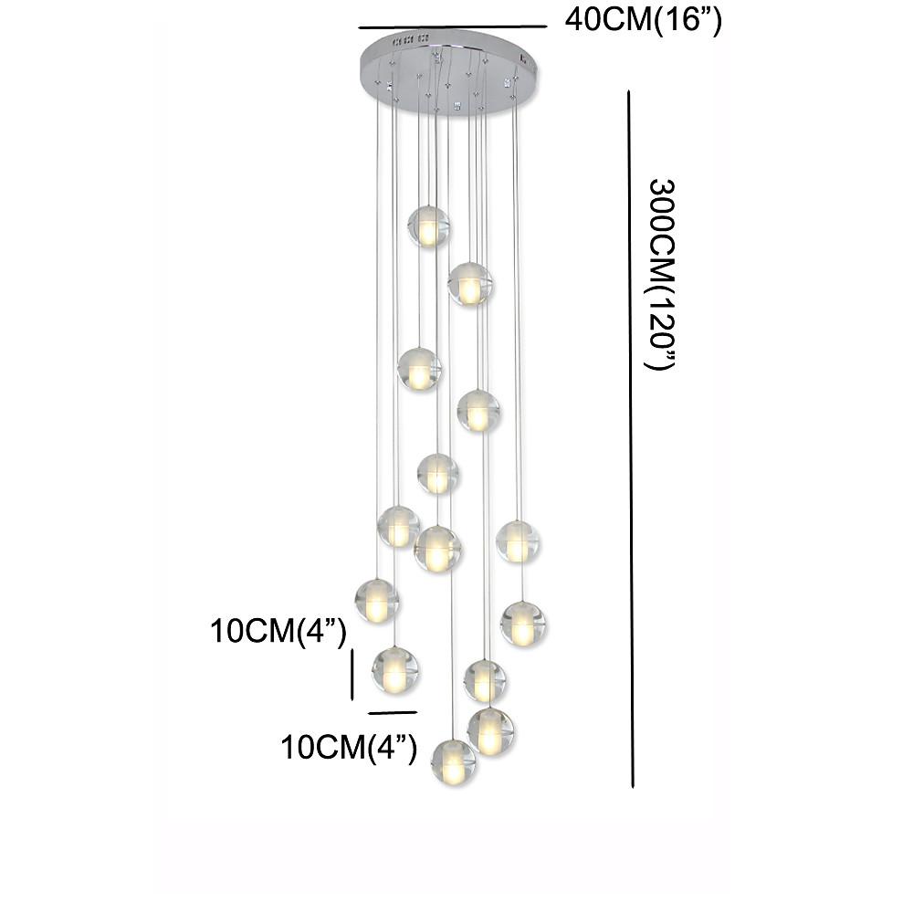 Modern Crystal Chandelier 14 LED Adjustable Height Pendant Light