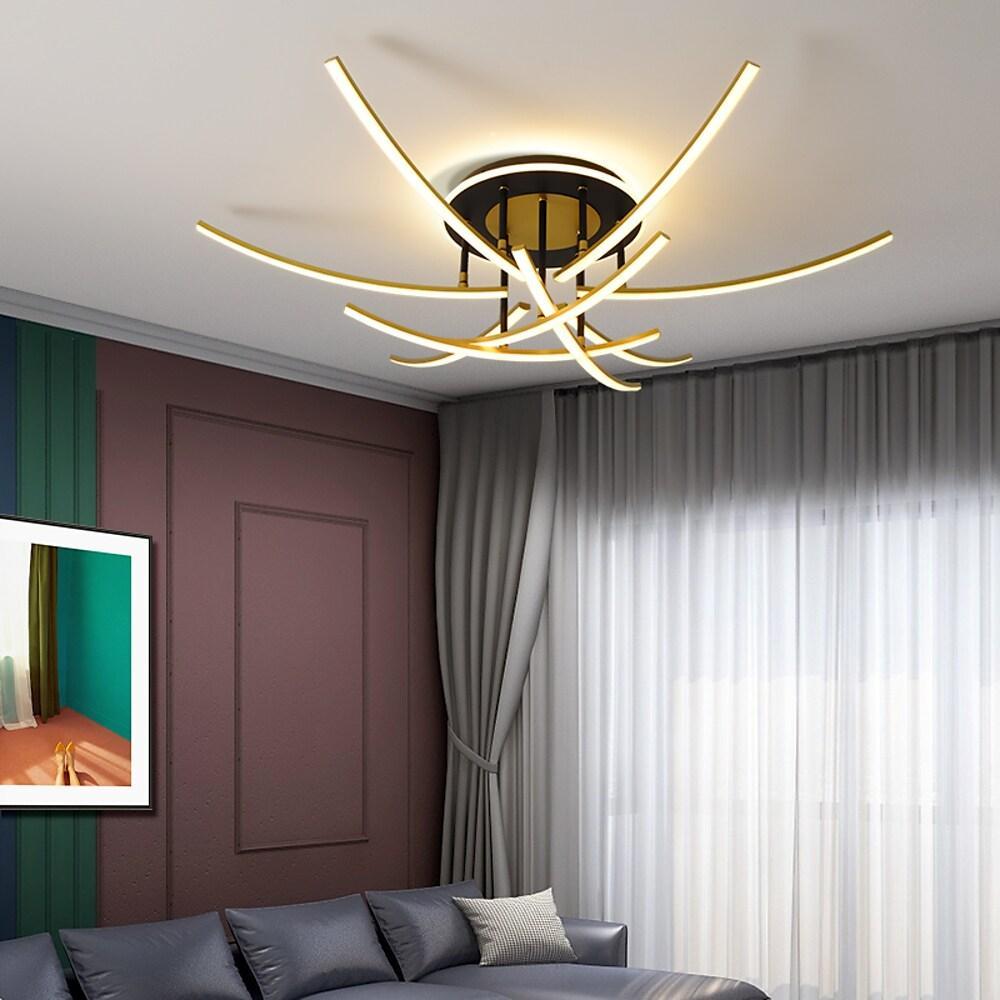 Curved Linear Dimmable LED Semi-Flush Mount Ceiling Light