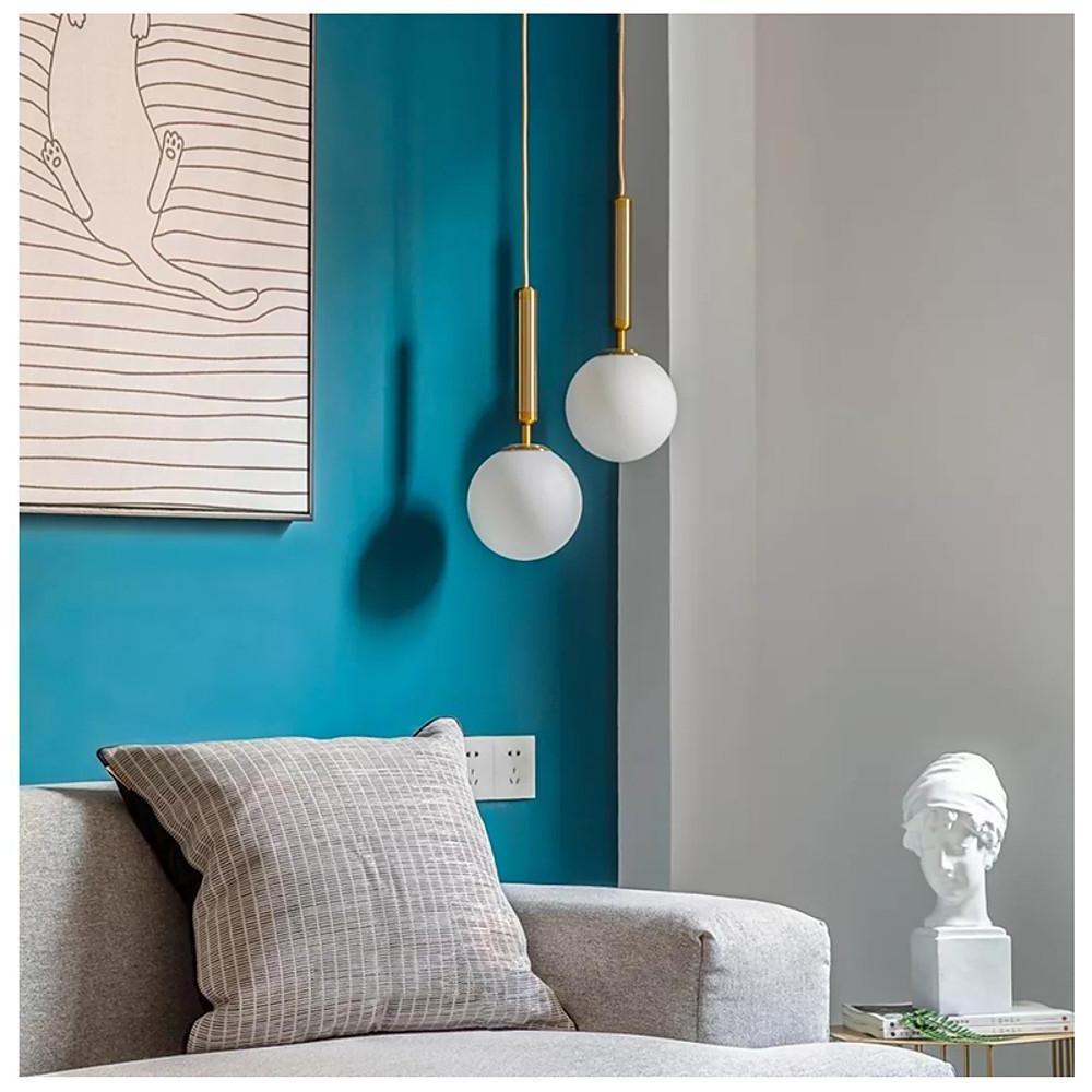 Glass Ball Modern Pendant Light with Electroplated Metal Frame