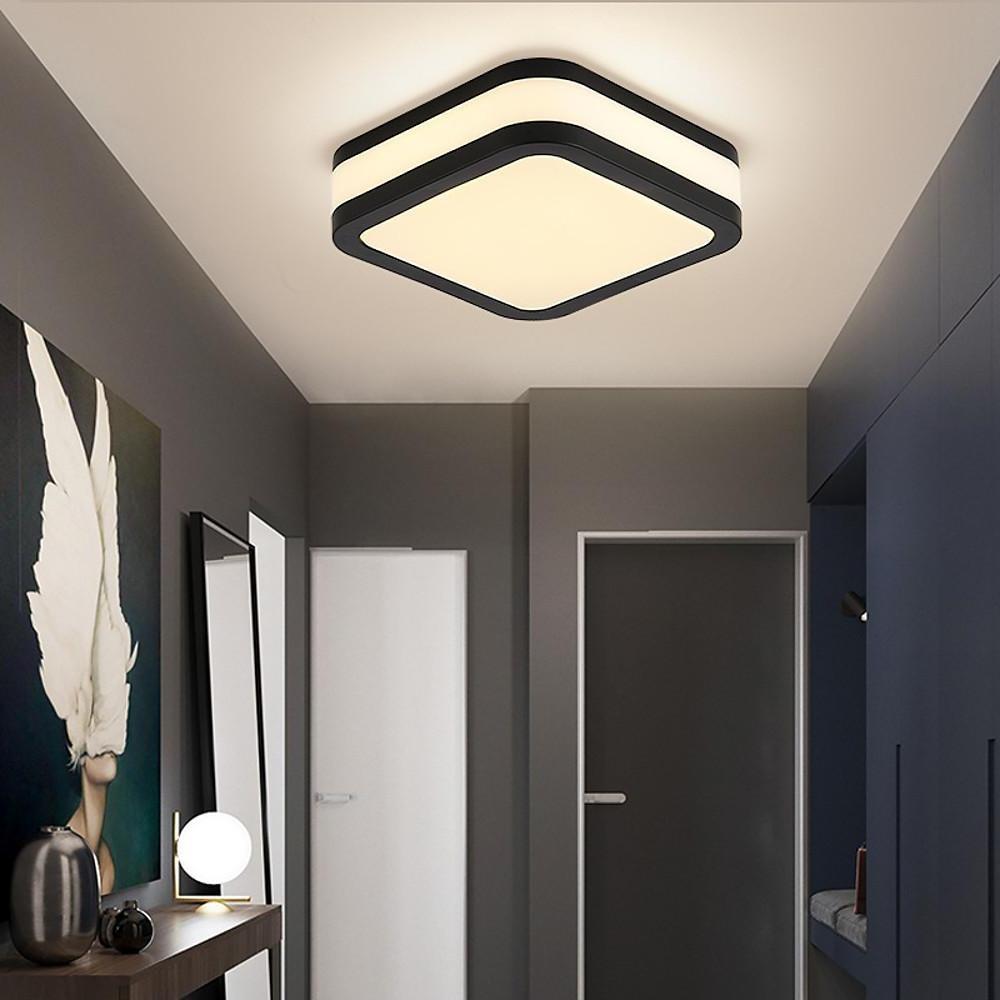 Modern Round LED Flush Mount Ceiling Light - Geometric Metal & Acrylic