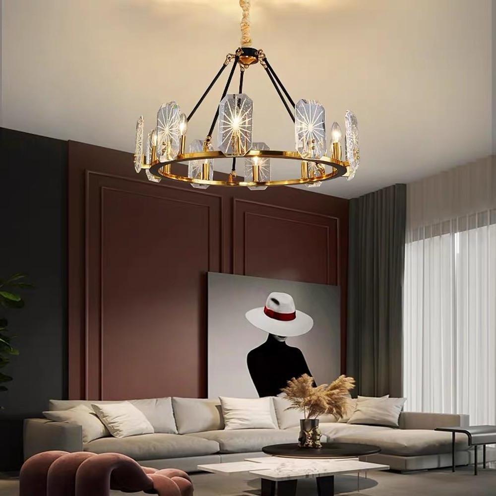 Crystal Wagon Wheel Chandelier - Gold Finish - 8 or 10 Lights