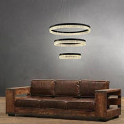 3-Tier Crystal Chandelier LED Modern Circular Pendant Light