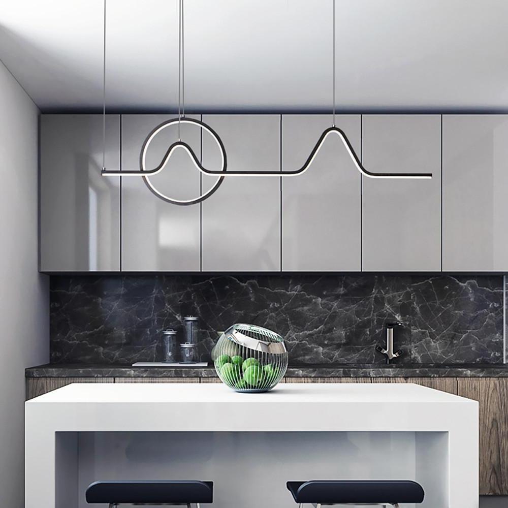 Modern Circular Linear Dimmable LED Chandelier – Aluminum Finish