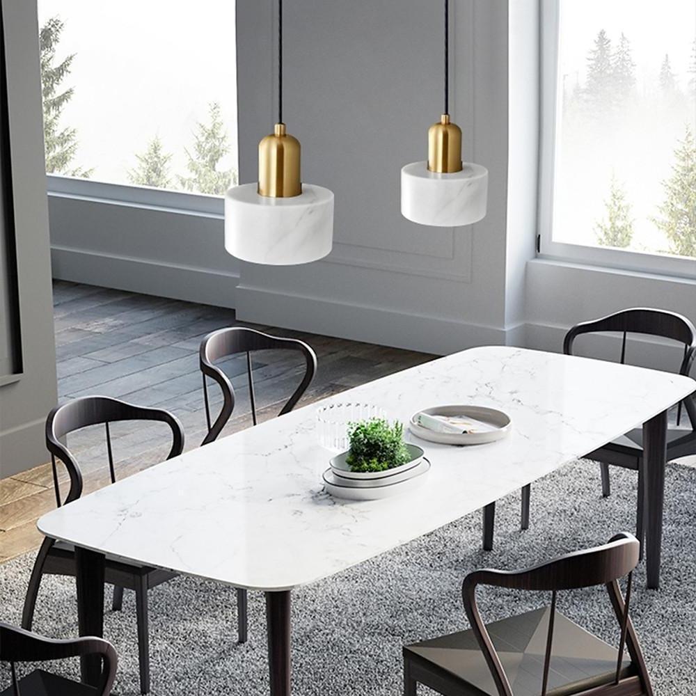 Modern Marble & Resin Pendant Light - Nordic Cylindrical Design