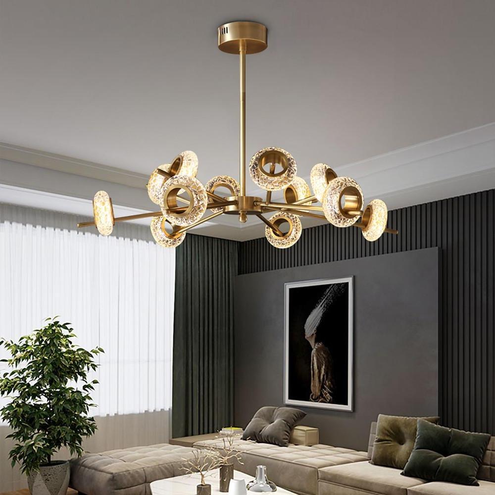 Modern Sputnik Chandelier with Copper Finish and Glass Shades