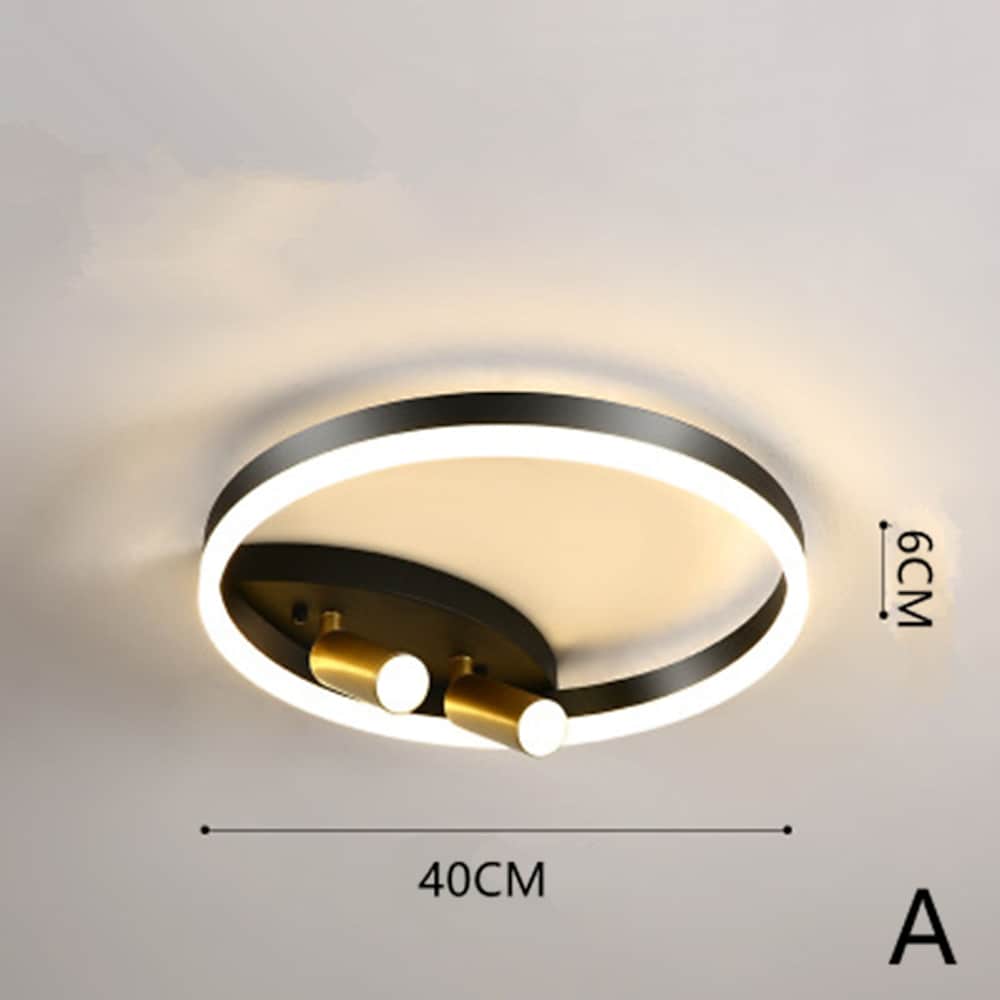 Modern Black Circle LED Flush Mount Ceiling Light with Spotlight