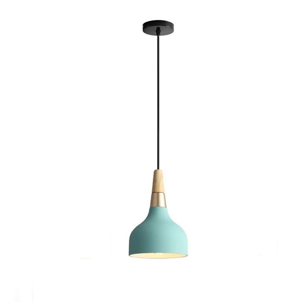 Modern Wood Metal Pendant Light LED Lantern Hanging Lamp