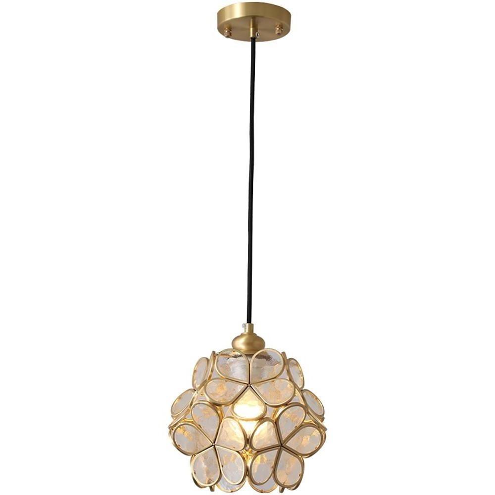 Floral Crystal Pendant Light Brass Copper Globe Chandelier